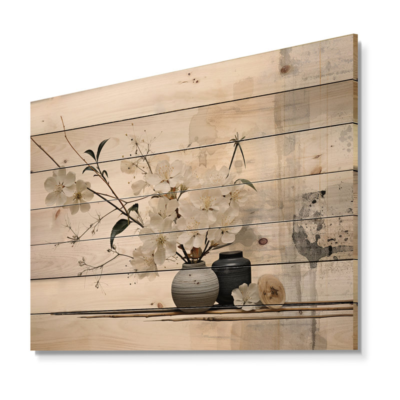 Art asiatique Sumie Zen II sur bois, H 24 po x l 32 po x P 0,78 po