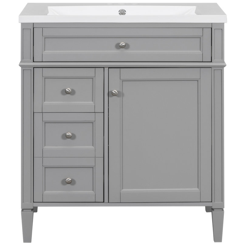 Meuble-lavabo 30,09 po avec rangement en résine, Gris