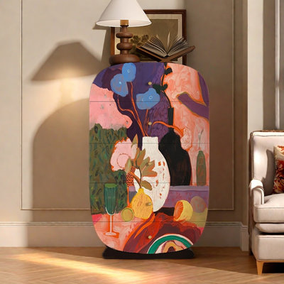 Abstract pattern five-drawer accent chest