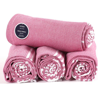 Ensemble de 4 serviettes de plage en coton Meini