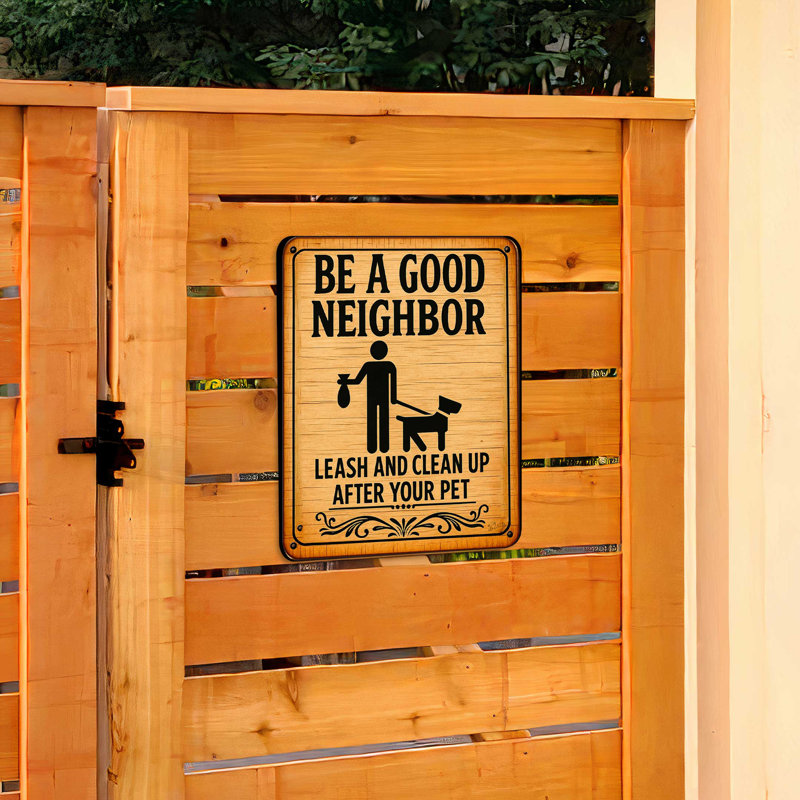 Panneau d'avertissement en bois «Be a Good Neighbour»