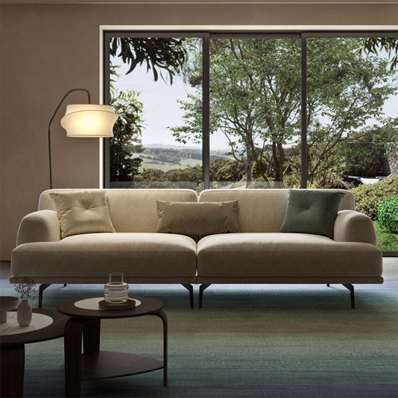 Canapé modulaire 110,24 "beige en coton et lin, 31.89"H x 110.24"L x 42.52"W