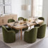 6 - Person Modern Solid Wood Dining Table Sets With 90" Dining Table & 6 Rolling Barrel Chair