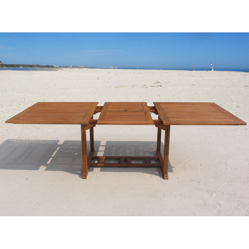 Mcconkey Rectangular Acacia Solid Wood Extendable Outdoor with Umbrella Hole Dining Table, 180 - 240cm L x 110cm W