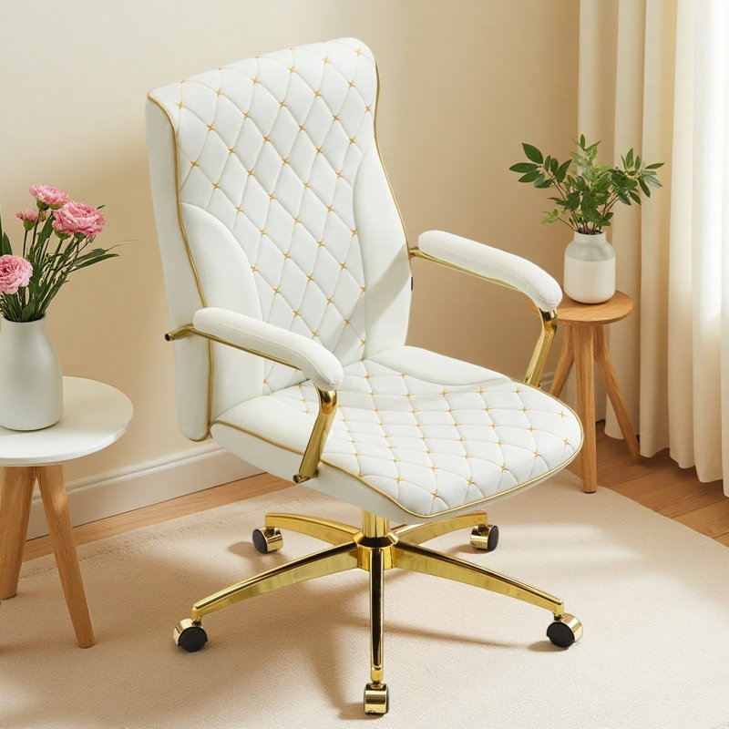 Fauteuil de bureau ergonomique Mid-Century, Blanc