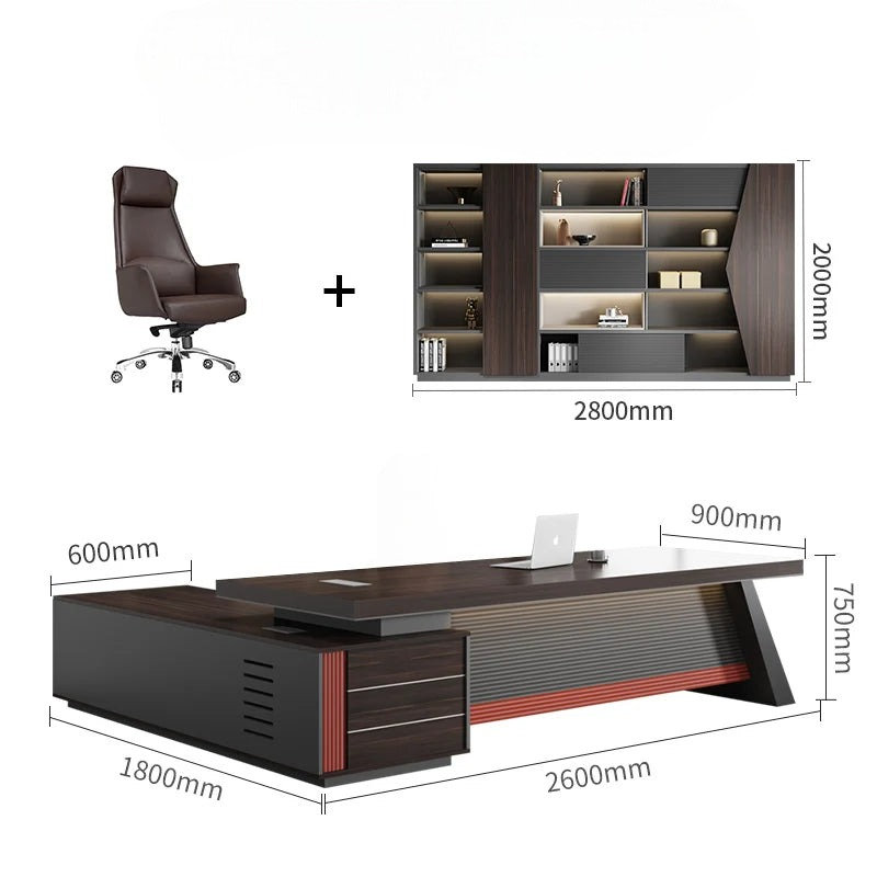 Nagako L-Shaped Executive Desk, 75cm H x 280cm W x 100cm D
