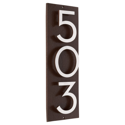 Floating Modern 6" Number Vertical Address Plaque (3 Characters)