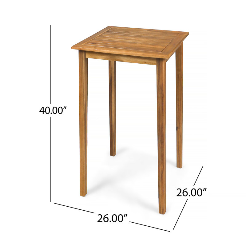 Dominique Square Acacia Outdoor Bar Table , 26'' in. W 26'' in. D, Teak