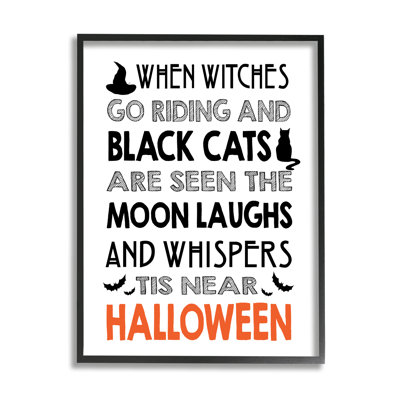 " Vintage Halloween Typography Black Bats & Cat Motif " by Lettered And Lined