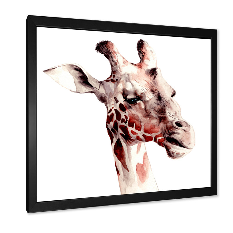 Portrait d'une girafe - sur, Impression noire sur toile encadrée, H 16 po x l 16 po x P 1 po