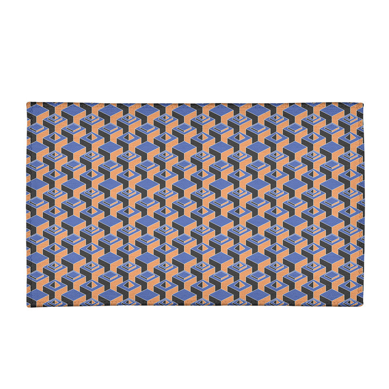 Tapis brun/noir/bleu foncé skyscrapers, Rectangle 3 pi x 5 pi