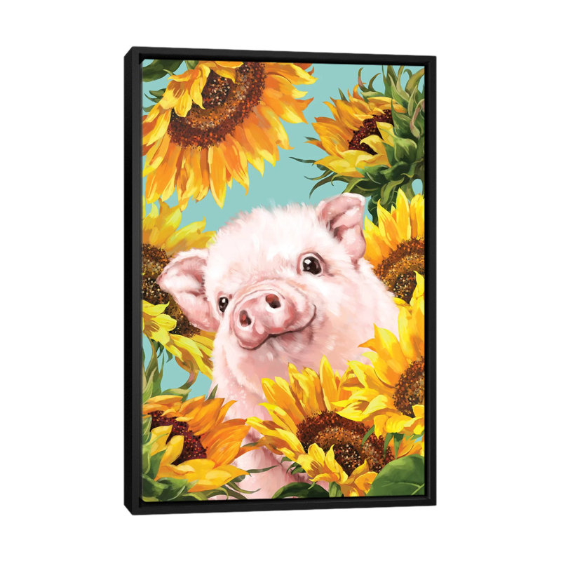 Impression d’art graphique, Pig, Toile avec cadre noir, Pas de tapis, H 40 po x l 26 po x P 1,5 po