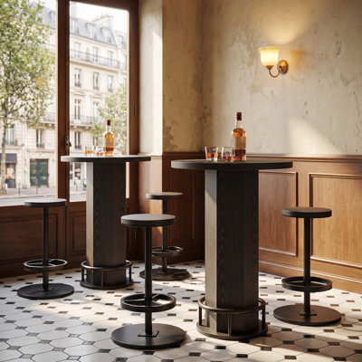 Industrial Round Bar Table with 2 barstools