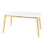 Charmante table de salle à manger de style Mid-Century, surface en faux bois et pieds en bois d'hévéa massif, abat-jour en chêne blanc, l 58,08 po x P 35,12 po H 29,02 po