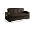 Canapé futon, revêtement en tissu brun, base coulissante, capitonnage à boutons