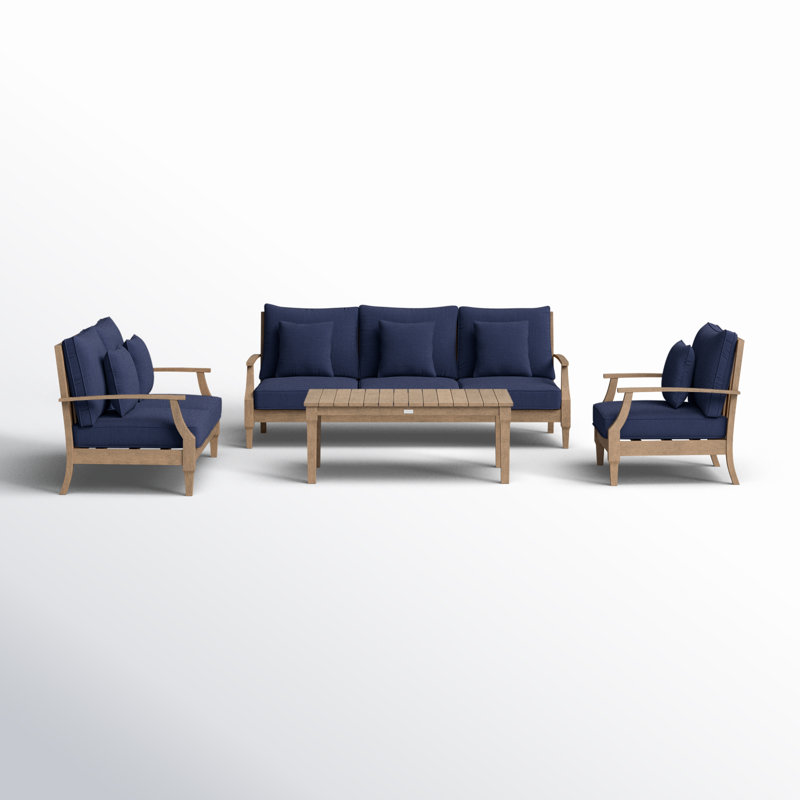 Samya 4 Piece Sofa Seating Group with Cushions, Navy