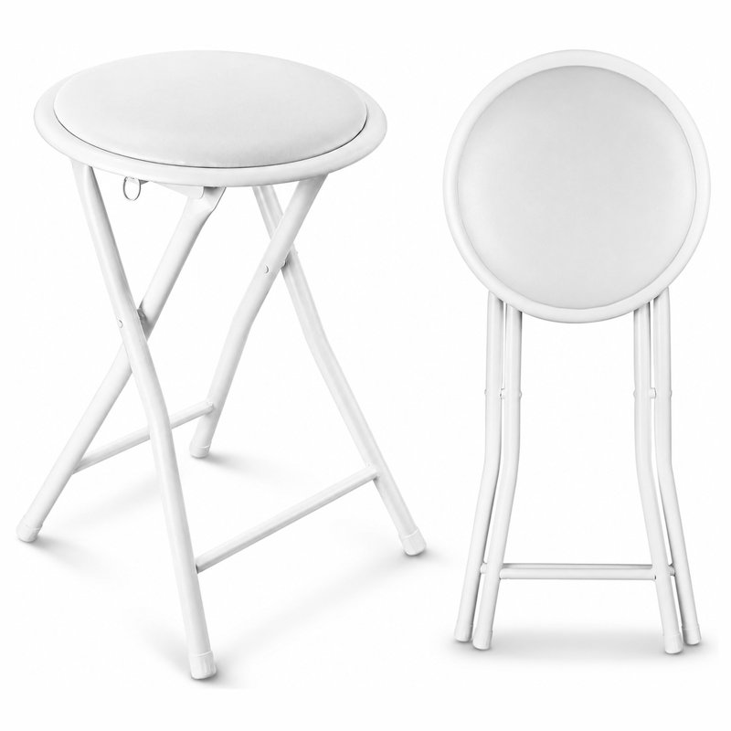 Upholstered Counter Stool with Metal Frame, White / White
