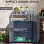 Banc de rempotage gris avec rangement, surface en acier galvanisé, pour plan de travail extérieur, en bois, stable