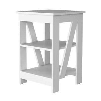 Elegant Side Table With 2 Shelves In White - Beautify Your Living Space Modern 2-shelf For Area Versatile And Attractive by Gracie Oaks