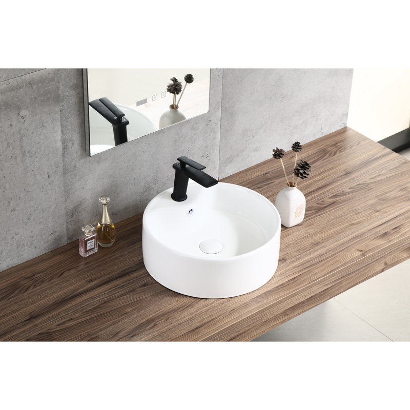 Lavabo de salle de bain rond en céramique avec lavabo rond en céramique 20,41 po Largeur de l'emballage de conception moderne