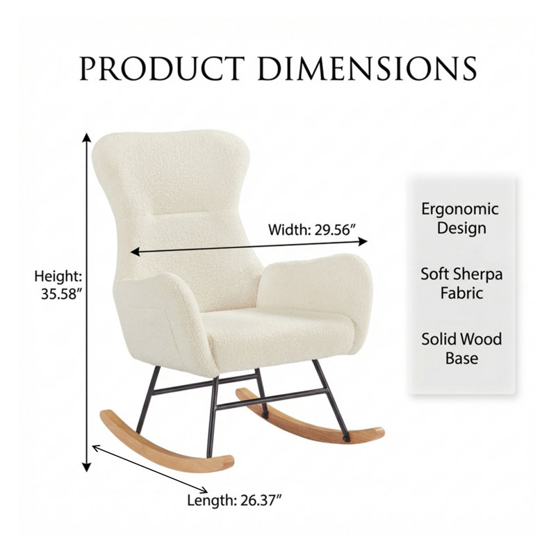 Chaise berçante en tissu d'ours en peluche doux, une chaise berçante conçue en tissu d'ours en peluche doux