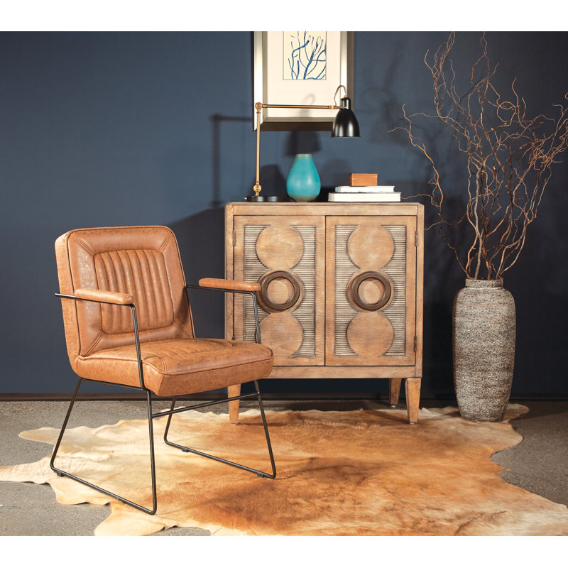 Fauteuil capitonné de 23,75 po Marrone, Similicuir sable