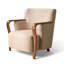 Fauteuil d'appoint en tissu Emma avec accoudoirs en bois de noyer, beige chaud