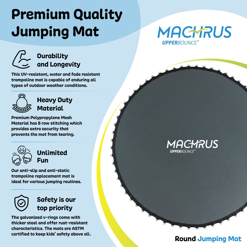 Tapis de remplacement pour trampoline avec rebords en V robustes Machrus - Compatible avec les cadres ronds
