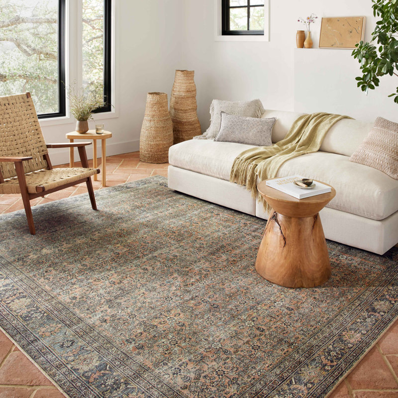 Adrian Terracotta and Charcoal Stain-Resistant Synthetic Rug
