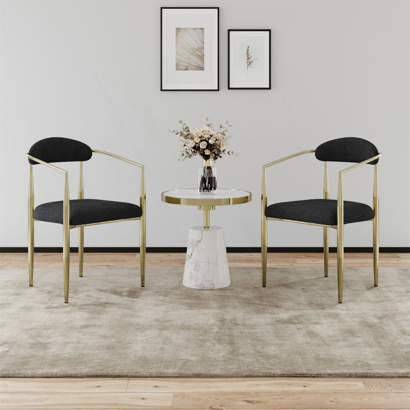 Ensemble de 2 chaises de salle à manger de style Mid-Century moderne, Doré, Noir