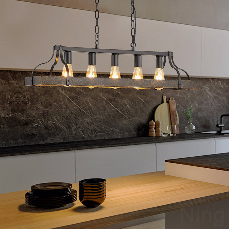 Luminaire suspendu vintage 34 pouces, 5 douilles E26, avec fonction de chaîne réglable