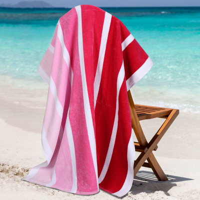 Faded Stripes Cotton Velour Terry Oversized Beach Towel