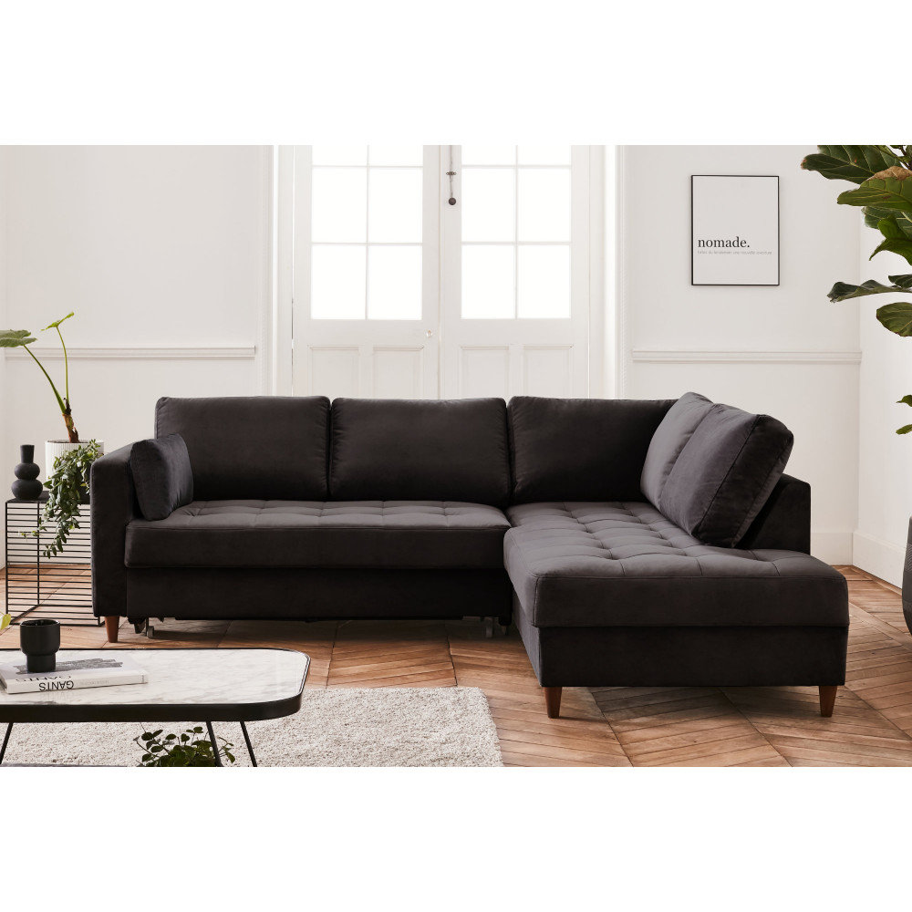 Ecksofa aus Samt mit Bettfunktion