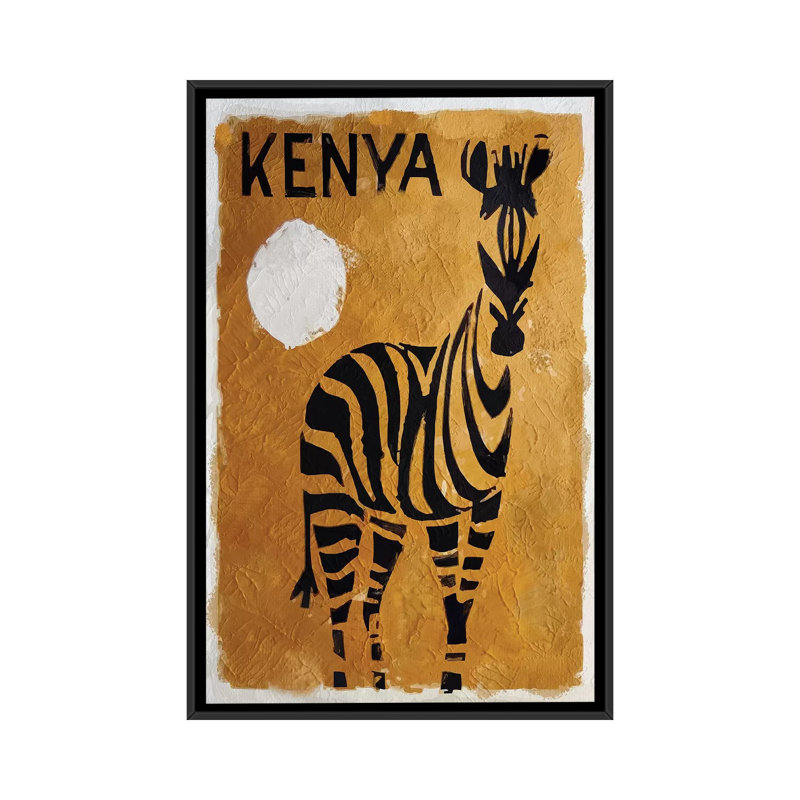 «Kenya», impression sur toile, H 26 po x l 18 po x P 1,5 po, Toile avec cadre noir, Pas de tapis