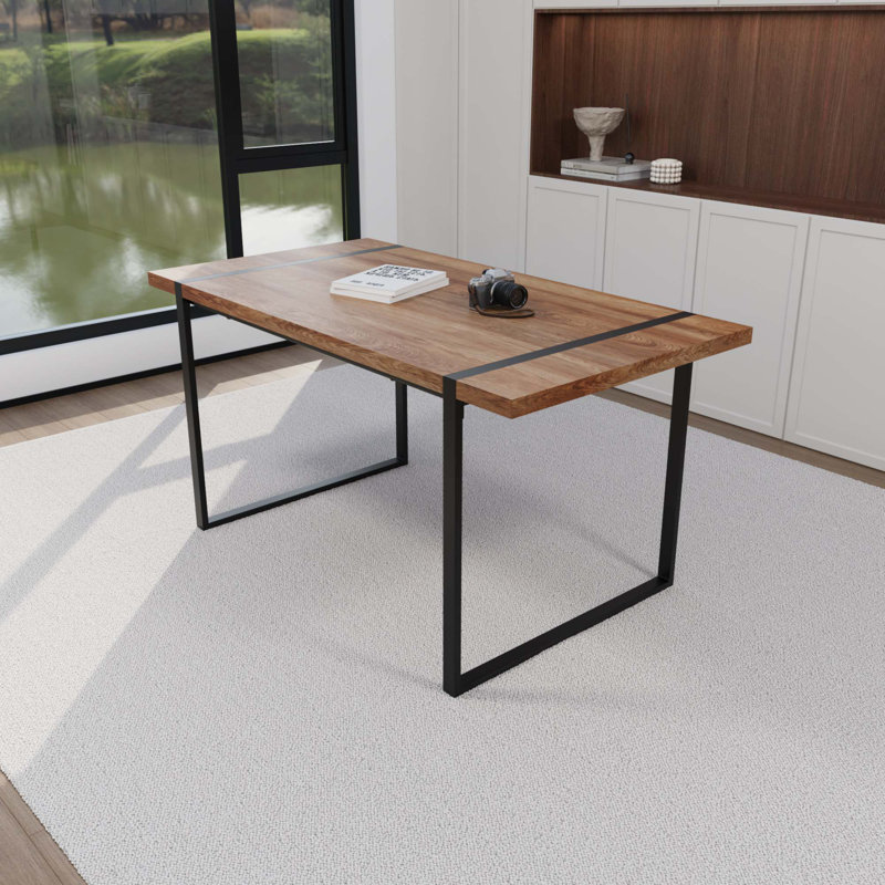 Hasselt Faux Wood Rectangular Dining Table, Brown