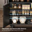 Îlot de cuisine roulant avec table rabattable et roues verrouillables, tiroirs et armoire de rangement combinés, centre peu encombrant pour les petites cuisines, design minimaliste