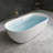 67'' Matte White Bathtub Freestanding Solid Surface Tub Stand Alone Oval Slipper Stone Resin Tub with Pop-up Drain