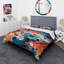Ensemble de housse de couette à encre liquide bleue et orange-101241051