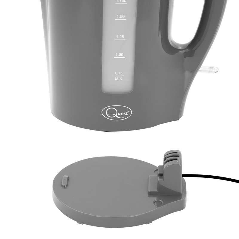 Quest 1.7L Plastic Electric Tea Kettle, Grey