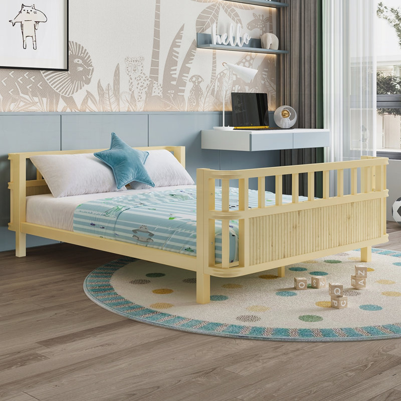 Lit plateforme moderne, Naturel, Double