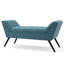  Banc rembourré moderne avec siège capitonné, dossier incliné et pieds de style Mid-Century, décoration élégante pour le salon, bleu sarcelle