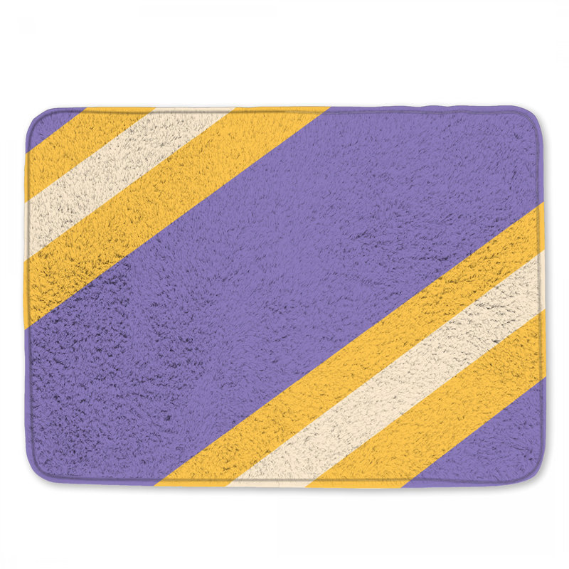 Tapis de bain mauve à rayures jaunes, L 24 po x L 17 po