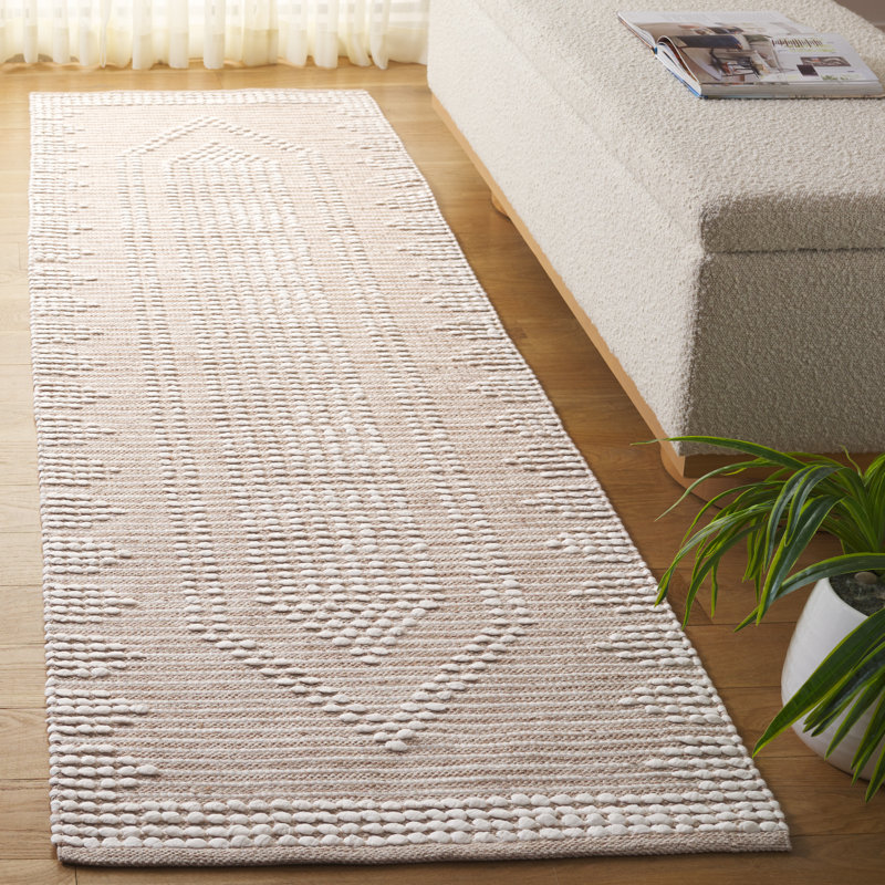 Tapis beige / ivoire Jennavie 980, Tapis de couloir 2 pi 3 po x 8 pi