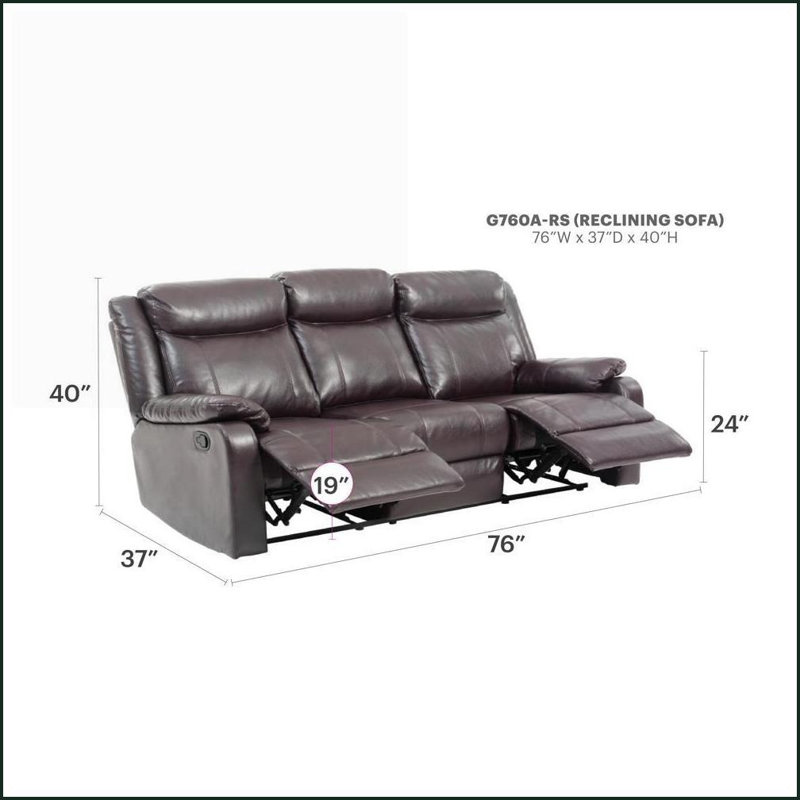 Canapé inclinable double, canapé-lit moderne, l 85 po brun foncé | Polyuréthane