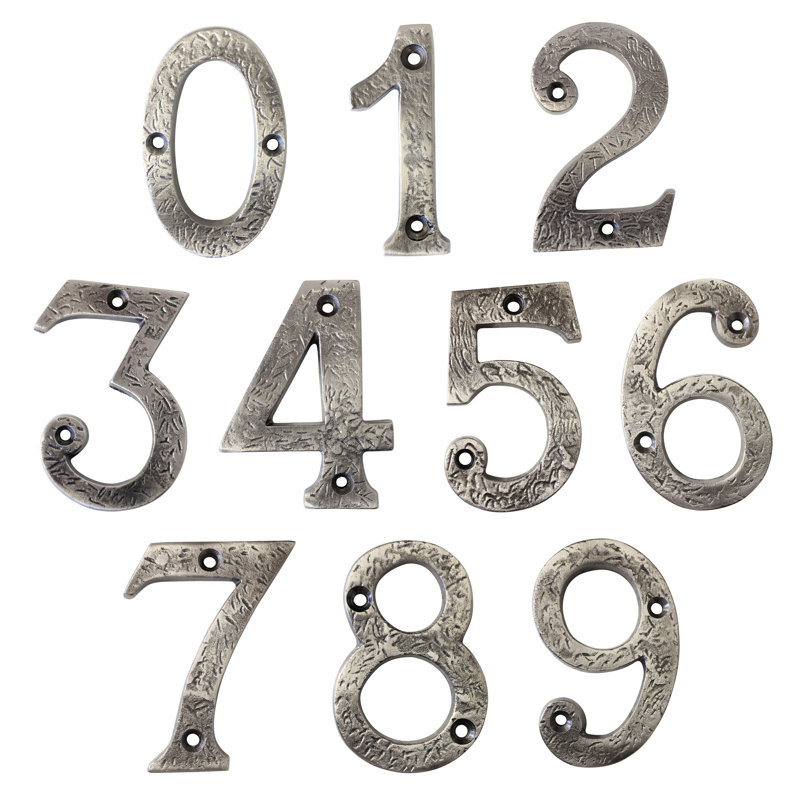 Numéro de maison 3 po, 5, Nickel antique