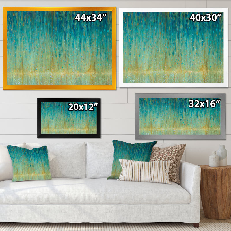 Cadre photo « rain abstract panel », reproduction sur toile, Cadre doré, H 20 po x l 20 po x P 1 po