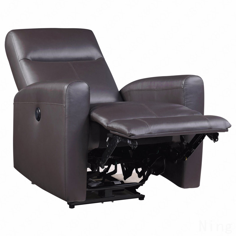 Fauteuil inclinable électrique brun avec accoudoirs carrés