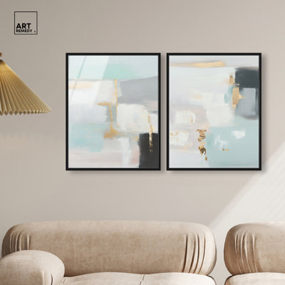 «Pale Radiance & Misty Luxe», ensemble de décorations murales Boho par Art Remedy, cadre noir, 16 x 20