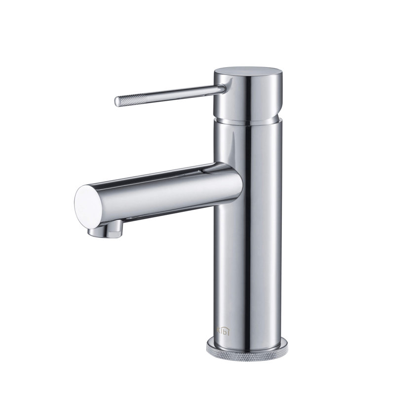 Robinet de salle de bain circulaire à un trou, Chrome, Sans bonde escamotable