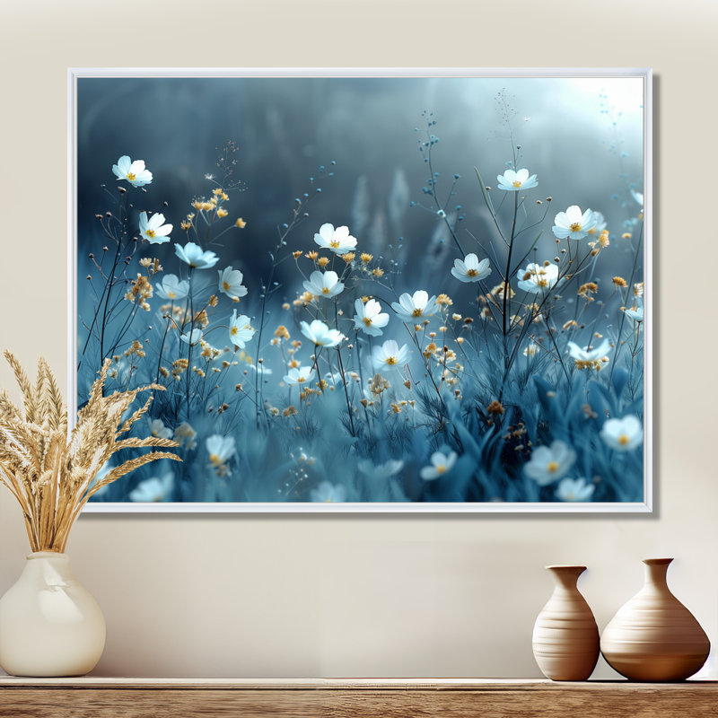 Bibeau - Wildflowers Wall Art Living Room, Toile encadrée flottée blanche, H 12 po x l 20 po x P 1 po